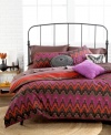 Vibrant and dark hues intertwine on this Southern Plains duvet cover set for a dramatic presentation on your bed. An allover zigzag pattern reverses to striped details for a contrasting effect and coordinating shams complete the modern look.