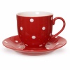 Spode Baking Days Red Teacup and Saucer, Set of 4