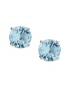 March gladness. Crislu's stud earrings dazzle with cubic zirconias (3 ct. t.w.) in the month of March's birthstone color, aquamarine. Crafted from silver-tone mixed metal. Approximate diameter: 1/2 inch.