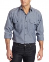 Key Industries Men's Long Sleeve Button Down Pre-Washed Chambray Shirt