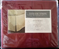 Charter Club 500TC DAMASK STRIPE Bedskirt, Full Size - Ruby