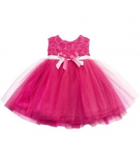 Rare Editions Baby-Girls Infant Fuchsia Pink Soutache Bodice to Tulle Ballerina Skirt Dress, 12 Months