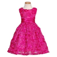 Rare Editions Little Girls 5 Fuchsia Soutache Christmas Dress