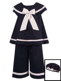 Rare Editions Toddler Girls 2T-4T Navy Sailor Nautical 3-Piece Capri set, 2T