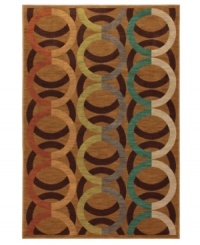 Inspired by mid-century mod motifs, the Artois Dainville area rug from Karastan offers a bold colorway in teal, henna and more for any room in need of a fashion-forward update. Thick and resilient underfoot, this plush piece is woven from 2-ply nylon pile, ensuring easy care and long-lasting wear.