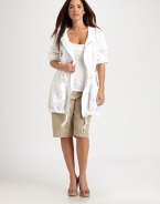 Light-as-air linen meets a beloved design to create an exquisite jacket equipped with a flattering drawstring waist and convenient front pockets.Attached hoodFront yokeFront zipperElasticized cuffsDrawstring waistPatch pocketsDrawstring hemBack yokeAbout 32 from shoulder to hemLinenMachine washImported