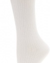 HUE Women's Huetopia Ribbed Sock, White, 9-11