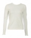 Lauren Ralph Lauren Womens Crewneck Long Sleeve Blouse Petite (Petite Medium, White)