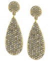 Vince Camuto's teardrop earrings light up the night. Crafted from gold-tone mixed metal, the pair features glistening pave crystal accents for a radiant touch. With a circular post closure. Approximate drop: 1-3/4 inches.