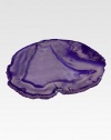 Made from semi-precious agate forged inside ancient volcanic tunnels, this hand-polished platter is ideal for displaying hors d'oeuvres or artisanal cheeses. Each piece is individually and naturally patterned; no two platters are exactly alike.9 diam.AgateRubber feetClean as necessary with a damp clothMade in USA of imported material