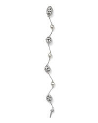 A strand of shimmering simulated pearls takes on a new state of grace on this Nadri bracelet, set in plated metal and accented by filigree crystal stations.