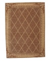 Infusing classic design with modern flair, this rug features a striking lattice pattern studded with rosettes on a weathered cocoa ground, bordered with floral and vine accents. A premium wool weave imparts rich texture and indulgent softness.