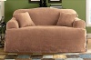 Sure Fit Soft Suede T-Cushion Sofa Slipcover, Sable