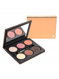 A sweet bronze palette with shades of soft orange, copper and brown. Infinitely luminous. Sensationally smooth. All-in-one 6 shadow palette to brighten eyes. Indulge in a limited-edition compact with shades of golden pinks mixed with orange, copper and brown. Inspired by the desert sun and exotic mirages, this new, versatile, all-in-one palette conveniently creates a full eye look for day or night.