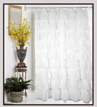 Carmen Crushed Sheer Voile Fabric Shower Curtain-White 70Wx72L