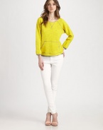 Your favorite sweatshirt updated in a vibrant, nubby knit with contrast trim.ScoopneckRaglan sleevesFront kangaroo pocketAbout 24 from shoulder to hem93% cotton/6% nylon/1% elastaneDry cleanImportedModel shown is 5'10 (177cm) wearing US size Small.