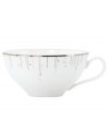 Bone china with platinum edges drips glittering icicles on slick, snowy white from Lenox Lifestyle dinnerware. The dishes, like this Platinum Ice cup, are a recipe for cool in modern decor, delivering unique, unforgettable style to quiet meals and casual get-togethers. (Clearance)