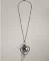 GUESS Open Heart Long Charm Necklace, HEMATITE MULTI