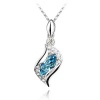 Blue Crystal Pendant, Elegant & Fashionable Women Necklace, 18K White Gold Plated, Free 18 Chain - SUPER NICE