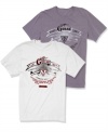 Stamp champ. With a rad, touchable graphic, this tee from Guess adds a whole new dimension to your look.