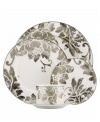 What's old is new. Mixing modern porcelain with antiqued blooms, the Silver Applique place settings from Lenox have a fresh, romantic style. Platinum bands add extra shimmer, elevating special occasions with unforgettable elegance.