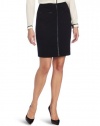 Vince Camuto Women's Faux Leather Trim Skirt, Rich Black, 10