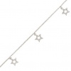 Sterling Silver 9 + 1 Inch Extension Rhodium Plated Anklet with CZ Star Drops