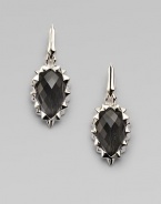 From the Silver Superstud Collection. This unique style boasts a faceted grey cat's eye and quartz crystal center surrounded in spiked sterling silver. Grey cat's eye and quartz crystalSterling silver Drop, about 1½14k gold post backImported 