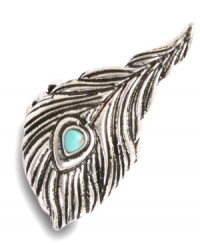 A plucky choice. Soar to new heights with this feather ring from Lucky Brand, crafted from silver-tone mixed metal with a semi-precious accent in the center. Size 7.