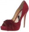 Badgley Mischka Women's Ginnie Peep-Toe-Pump,Red Leather,7.5 M US