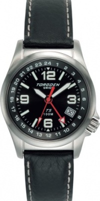 Torgoen Swiss Women's T05501 Dual-Time Zone Leather Strap Watch