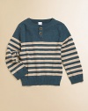 A lightweight, striped Henley knit is the perfect addition to your little man's cool-weather wardrobe.CrewneckLong sleevesButton-frontRibbed cuffs and hemCottonMachine washImported Please note: Number of buttons may vary depending on size ordered. 