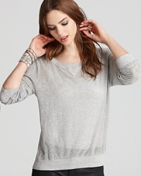 Light and easy, this Michael Stars mesh sweatshirt layers nicely over tanks for casual-cool perfection.