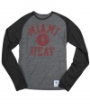 Rush the court! Be a part of the team victory with this Miami Heat NBA raglan shirt from adidas.