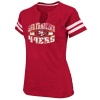 NFL San Francisco 49ers Go For Two II Split Neck Women's Short Sleeve T-Shirt, Bright Cardinal/White