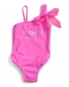 GUESS Kids Girls Logo Swimsuit with Scarf, PINK (14)