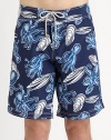 A sharp, defined sea-inspired print accents these classic-fitting swim trunks, set in quick-drying nylon, for superior support and comfort.Drawstring waistInseam, about 6PolyamideMachine washImported