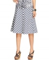 Refresh your wardrobe in Jones New York Signature's A-line skirt, featuring chic mitered stripes!