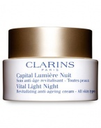 Erase the Years with age-defying luminosity. Revive skin luminosity and diminish visible signs of time on your skin. The essential partner to Vital Light Day, the anti-aging night cream helps boost micro circulation to ensure that you wake to a healthy-looking and revitalized complexion. 1.7 oz. 