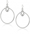 Jessica Simpson Silver Tone Signature Drop Hoop Earrings