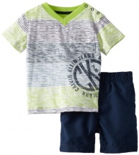 Calvin Klein Baby-boys Infant Big Stripes Top with Shorts, Multi, 18 Months