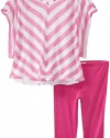 Little Ella Baby-girls Infant Bellah Stripe Tunic Legging Set, Flirt, 6-12 Months