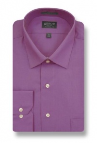 Arrow Men's Long Sleeve Classic Fit Wrinkle Free Poplin Dress Shirt, Tulip (Purple)