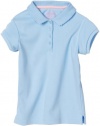 Nautica Sportswear Kids Girls 2-6x Short Sleeve Polo with Pico, Light Blue, Large