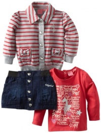 Baby Phat Girl's 3-Piece Skirt, Jacket and Tee Set, Dark Wash, 2T