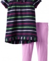 Splendid Littles Girls 2-6X Roller Rink Striped Active Tunic Set, Navy, 6X