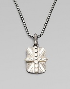 From the Alchemy in the UK Collection. A bold Union Jack, textured, studded and detailed with rhodium-plated accents, on a chunky chain of oxidized silver.Sterling silverRhodium-plated accentsChain length, about 24Pendant length, about 1Lobster claspImported