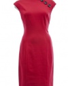 Kay Unger Red Button Accented Sheath Dress 6