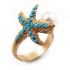 Turquoise Style 'Starfish'& Pearl Gold Matte Ring