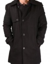 Kenneth Cole New York Melton Men's Car Coat Peacoat Wool Black Size XL